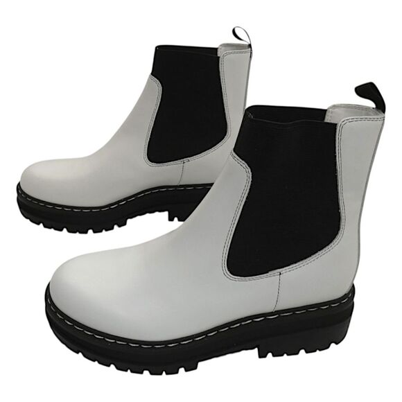 NWOB Marc Fisher ML Patrick White Chelsea Boots Chunky Lug Sole Women’s 6.5 - Picture 4 of 8